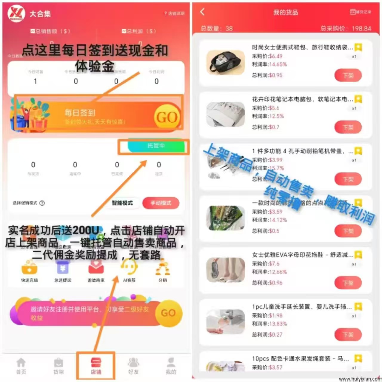 注册就送奖励，电商无货源托管，AI全智能托管！1秒出秒到！赚